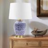 imageHampton Hill Jemma Table Lamp Living Room Decor  Curved Ceramic Base Tapered Drum Shade Modern Home Office Desk Lighting Nightstand Reading Light for Bedroom White 15quot Lx15 Wx26 H