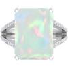 imageMartha Stewart 10 14 Carat Emerald Cut Gemstone Ring with Lab Grown Diamonds in Sterling Silver Choose Your GemstoneOpal