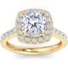imageMartha Stewart 4 Carat Lab Grown Diamond Ring Halo Diamond Engagement Ring in 14 Karat Goldyellowgold
