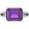 imageMartha Stewart 5 12 Carat Emerald Cut Gemstone Ring with Lab Grown Diamonds in Sterling Silver Choose Your GemstoneAmethyst