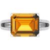 imageMartha Stewart 5 12 Carat Emerald Cut Gemstone Ring with Lab Grown Diamonds in Sterling Silver Choose Your GemstoneCitrine