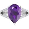 imageMartha Stewart 5 12 Carat Pear Shape Gemstone Ring with Lab Grown Diamonds in Sterling Silver Choose Your GemstoneAmethyst