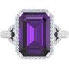imageMartha Stewart 7 13 Carat Emerald Cut Gemstone Halo Ring with Lab Grown Diamonds in Sterling Silver Choose Your GemstoneAmethyst