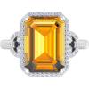imageMartha Stewart 7 13 Carat Emerald Cut Gemstone Halo Ring with Lab Grown Diamonds in Sterling Silver Choose Your GemstoneCitrine