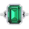 imageMartha Stewart 7 13 Carat Emerald Cut Gemstone Halo Ring with Lab Grown Diamonds in Sterling Silver Choose Your GemstoneEmerald