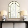 imageMartha Stewart Arch Farmhouse Wall Mirror Metal Frame Vintage Iron Framed Entryway Mirrors for Wall Decor Large Decorative Mirror for Console Mantle Bedroom Hallway Ready to Hang  Gold Regina