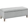 imageMartha Stewart Caymus Rectangular Storage Ottoman Bench Upholstered Textured Fabric Soft Hinge Pipped Edges with Solid Wood Legs Accent Furniture for Bedroom Dcor Easy to Assemble  Light Grey