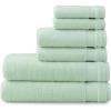 imageMartha Stewart Egyptian Cotton Bath Towels Set  6 Piece 2 Bath Towels  2 Hand Towels  2 Washcloths Absorbent Bathroom Towels Bathroom Essentials ButterMint Green