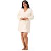 imageMartha Stewart Robe  Sleepwear for Women  ShorterLength Microfleece  Cozy Warm Relaxing LoungewearEgret