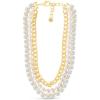 imageMartha Stewart Three Strand Pearl Crystal and Chain Necklace In Gold 18 Inches For Women
