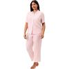 imageMartha Stewart Womens Pajama Capri Set  Lightweight Sleepwear  2Pc Capri Pant and Notch Collar Short Sleeve Button DownParfait Pink