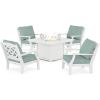imageMartha Stewart by POLYWOOD Chinoiserie 5Piece Deep Seating Set with Fire Pit Table SandGlacier SpaWhite  Glacier Spa