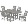 imageMartha Stewart by POLYWOOD Chinoiserie 7Piece Farmhouse Dining Set SandSlate Grey