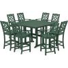 imageMartha Stewart by POLYWOOD Chinoiserie 9Piece Square Bar Set with Trestle Legs SandGreen