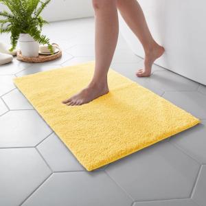imageMARTHA STEWART Drylon Microfiber Bath Rug  1 Piece Ultra Soft Plush NonSlip Thick Washable Bathroom Rugs Home Decor Accessories Household Essentials Small Bath Mat 17quot x 24quot Navy BlueYellow