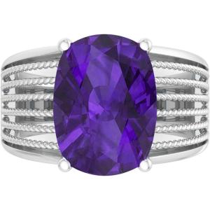 imageMartha Stewart 10 14 Carat Cushion Cut Gemstone Hidden Halo Ring with Lab Grown Diamonds in Sterling Silver Choose Your GemstoneAmethyst
