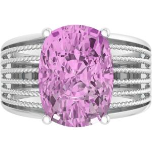 imageMartha Stewart 10 14 Carat Cushion Cut Gemstone Hidden Halo Ring with Lab Grown Diamonds in Sterling Silver Choose Your GemstonePink Sapphire