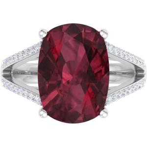 imageMartha Stewart 10 14 Carat Cushion Cut Gemstone Ring with Lab Grown Diamonds in Sterling Silver Choose Your GemstoneGarnet