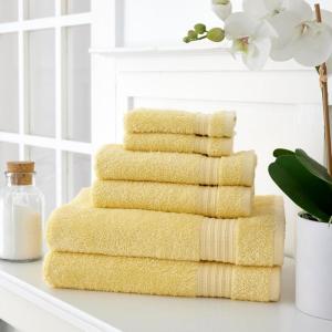 imageMartha Stewart 100 Cotton Bath Towels Set of 6 Piece 2 Bath Towels 2 Hand Towels 2 Washcloths Quick Dry Towels Soft ampamp Absorbent Bathroom Essentials BeigeButter
