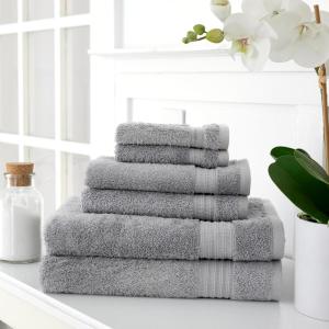 imageMartha Stewart 100 Cotton Bath Towels Set of 6 Piece 2 Bath Towels 2 Hand Towels 2 Washcloths Quick Dry Towels Soft ampamp Absorbent Bathroom Essentials BeigeDark Gray