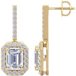 imageMartha Stewart 2 12 Carat Lab Grown Diamond Drop Earrings In 14K Gold Emerald Cut Lab Grown Diamond Earringsyellowgold