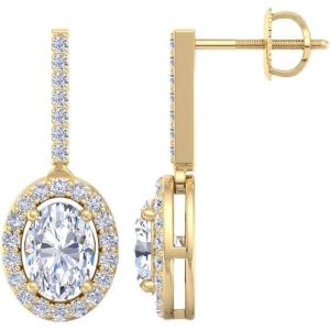 imageMartha Stewart 2 12 Carat Lab Grown Diamond Drop Earrings In 14K Gold Oval Shape Lab Grown Diamond Earringsyellowgold