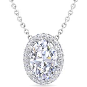 imageMartha Stewart 2 14 Carat Lab Grown Diamond Halo Necklace In 14 Karat Gold Lab Grown Diamond Necklace For Womenwhitegold
