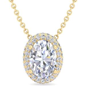 imageMartha Stewart 2 14 Carat Lab Grown Diamond Halo Necklace In 14 Karat Gold Lab Grown Diamond Necklace For Womenyellowgold