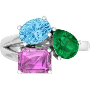 imageMartha Stewart 3 34 Carat Three Stone Gemstone Ring for Women in Sterling Silver Gemstone Jewelry For WomenOption 2