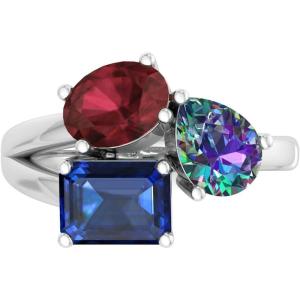 imageMartha Stewart 3 34 Carat Three Stone Gemstone Ring for Women in Sterling Silver Gemstone Jewelry For WomenOption 3
