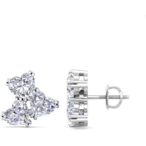 imageMartha Stewart 3 Carat Lab Grown Diamond Cluster Stud Earrings Heart Shapes in 14K Goldwhitegold