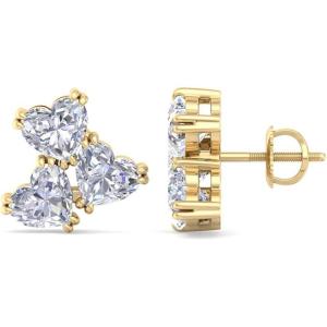 imageMartha Stewart 3 Carat Lab Grown Diamond Cluster Stud Earrings Heart Shapes in 14K Goldyellowgold
