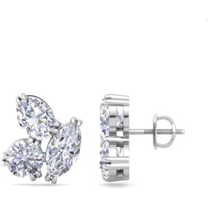 imageMartha Stewart 3 Carat Lab Grown Diamond Cluster Stud Earrings Marquise Round Oval Shapes in 14K Goldwhitegold