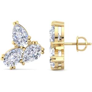 imageMartha Stewart 3 Carat Lab Grown Diamond Cluster Stud Earrings Pear Shapes in 14K Goldyellowgold