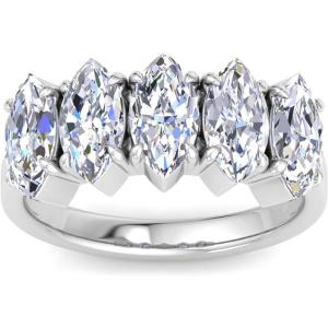 imageMartha Stewart 3 Carat Lab Grown Diamond Ring Five Stone Diamond Engagement Ring in 14 Karat Goldwhitegold