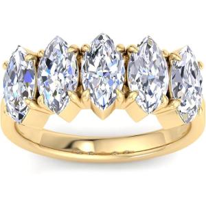 imageMartha Stewart 3 Carat Lab Grown Diamond Ring Five Stone Diamond Engagement Ring in 14 Karat Goldyellowgold
