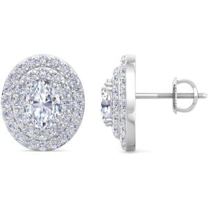 imageMartha Stewart 4 Carat Lab Grown Diamond Halo Stud Earrings In 14K Gold Oval Shape Lab Grown Diamond Earrings for Womenwhitegold