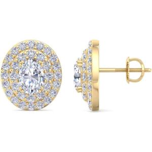 imageMartha Stewart 4 Carat Lab Grown Diamond Halo Stud Earrings In 14K Gold Oval Shape Lab Grown Diamond Earrings for Womenyellowgold