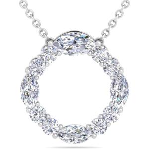 imageMartha Stewart 4 Carat Lab Grown Diamond Marquise and Round Circle Necklace In 14 Karat Gold Lab Grown Diamond Necklace For Womenwhitegold