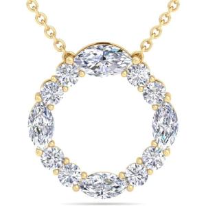 imageMartha Stewart 4 Carat Lab Grown Diamond Marquise and Round Circle Necklace In 14 Karat Gold Lab Grown Diamond Necklace For Womenyellowgold