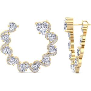 imageMartha Stewart 5 Carat Lab Grown Diamond Hoop Earrings Heart Shape 14K Gold Diamond Hoop Earrings for Womenyellowgold