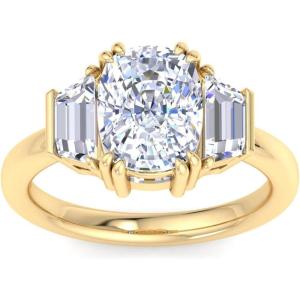 imageMartha Stewart 5 Carat Lab Grown Diamond Ring Three Stone Diamond Engagement Ring in 14 Karat Goldyellowgold
