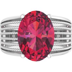 imageMartha Stewart 6 34 Carat Oval Shape Gemstone Hidden Halo Ring with Lab Grown Diamonds in Sterling Silver Choose Your GemstoneRuby