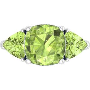 imageMartha Stewart 8 Carat Cushion Cut Gemstone Three Stone Ring with Lab Grown Diamonds in Sterling Silver Choose Your GemstoneOption 5