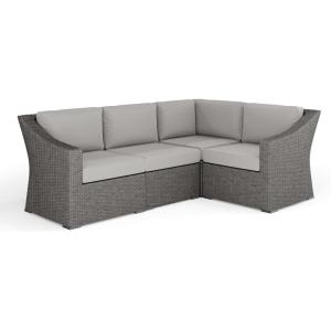 imageMartha Stewart Bedford IndoorOutdoor Modular Patio Sectional Sofa for 4 with Rattan Wicker Finish in Gray with Gray AllWeather Cushions