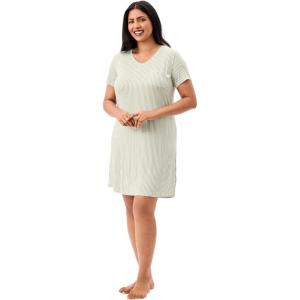 imageMartha Stewart Cooling Rayon VNeck Short Sleeve Nightshirt for Women  Lightweight ampamp Breathable SleepwearMineral Green