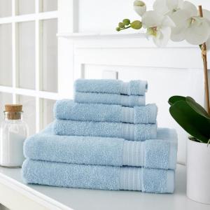 imageMartha Stewart Egyptian Cotton Bath Towels Set  6 Piece 2 Bath Towels  2 Hand Towels  2 Washcloths Absorbent Bathroom Towels Bathroom Essentials ButterSpa Blue
