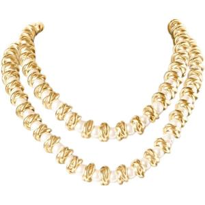 imageMartha Stewart Elegant Two Strand Gold and Pearl Necklace 18 Inches For Women