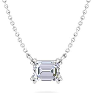 imageMartha Stewart Emerald Cut Lab Grown Diamond Solitaire Necklace in 14 Karat Gold Lab Grown Diamond Necklacewhitegold