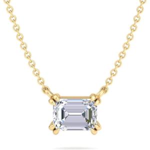 imageMartha Stewart Emerald Cut Lab Grown Diamond Solitaire Necklace in 14 Karat Gold Lab Grown Diamond Necklaceyellowgold